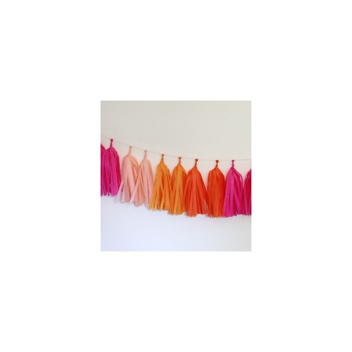 Bright Tissue Paper Tassel Garland - 6' Long