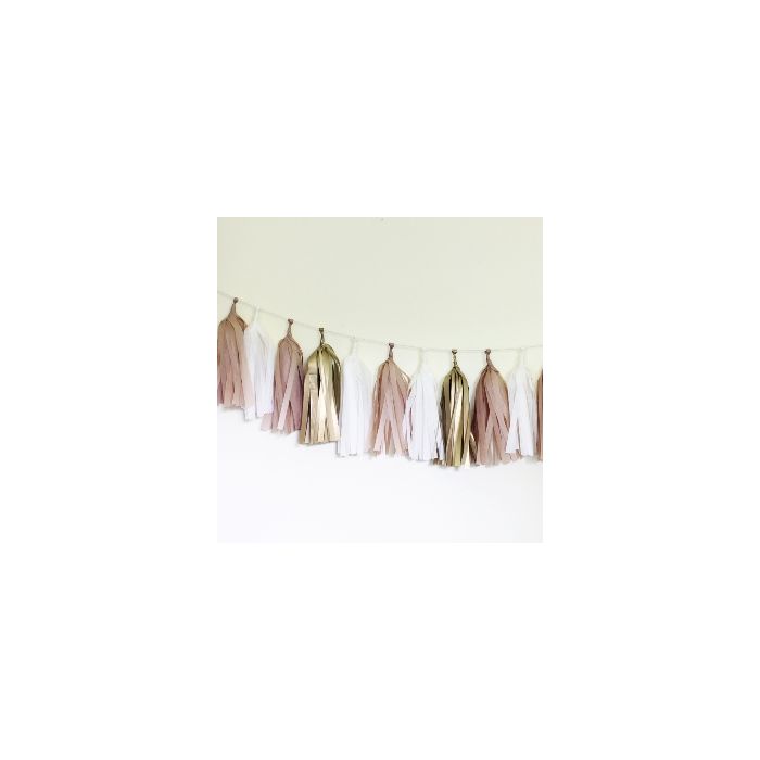 Golden Tissue Paper Tassel Garland - 6' Long