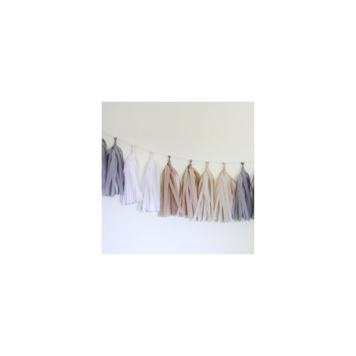 Natural Tissue Paper Tassel Garland - 6' Long