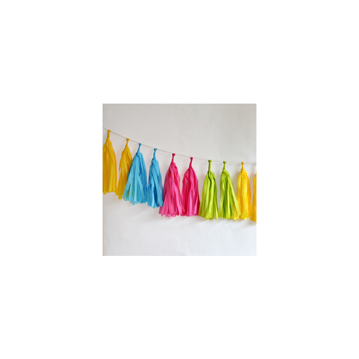 Neon Tissue Paper Tassel Garland - 6' Long