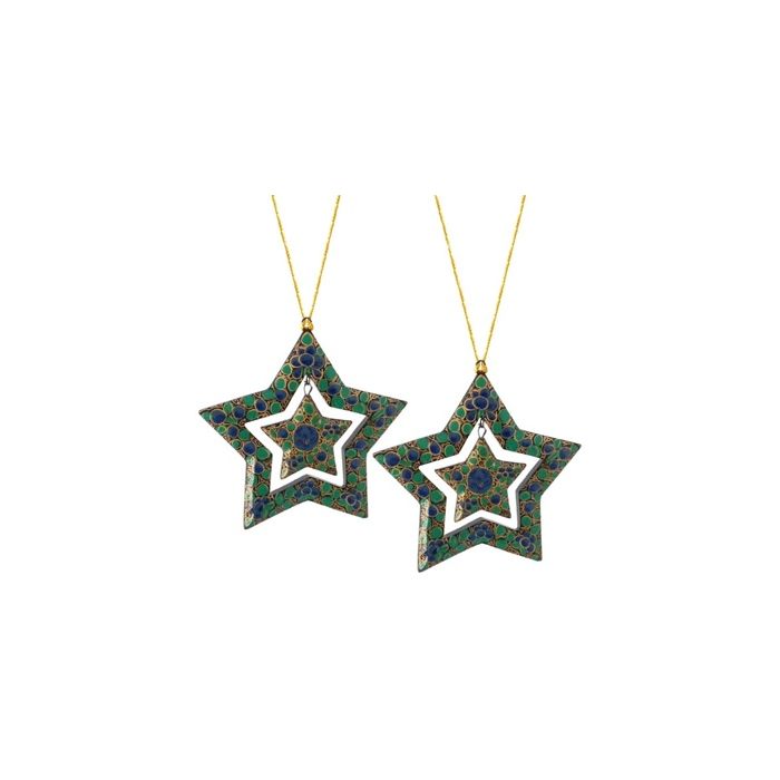 Handpainted Double Star Ornaments - Set of 2