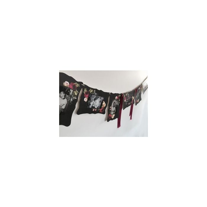 Black with Floral Frame Garland