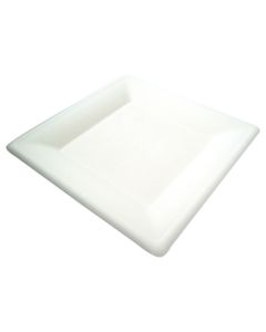 Compostable Bagasse 8" White Square Plate - Pack of 50