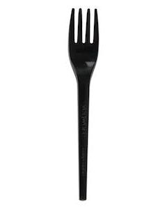 Compostable Black CPLA 6.5 inch Fork - Pack of 50 