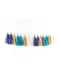 Indigo Tissue Paper Tassel Garland-6' long