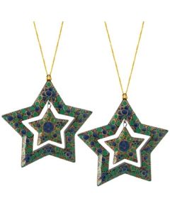 Handpainted Double Star Ornaments - Set of 2