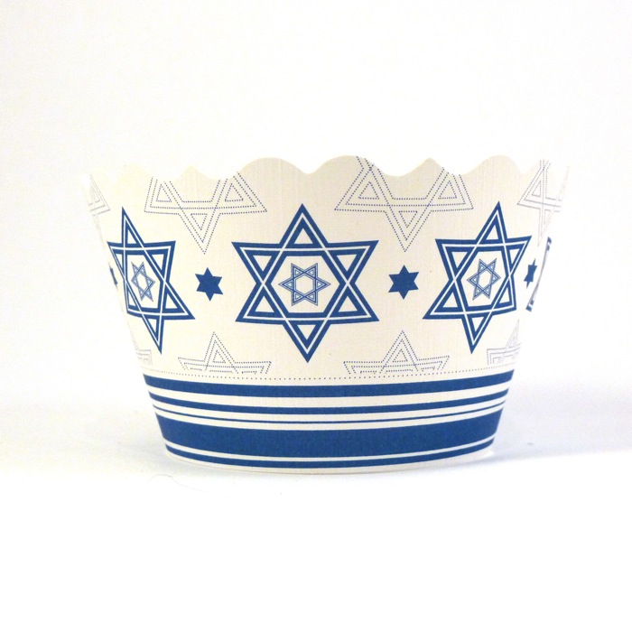 Green Bar and Bat Mitzvahs from Ecopartytime - Star of David Cupcake Wrapper Recycled Linen