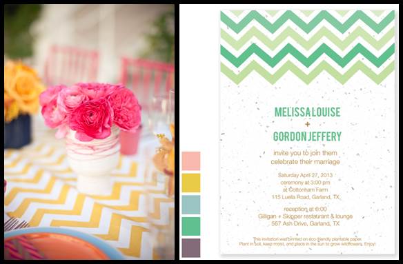 Chevron Wedding Theme Plantable Invitations